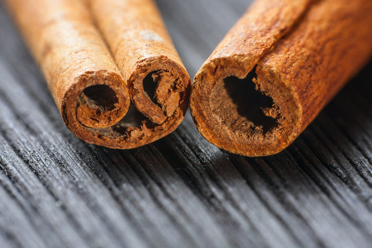cinnamon on the wooden background