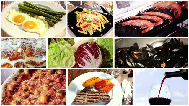 a collage of different food dishes