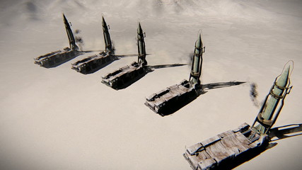 SCUD missile launchers preparing to attack