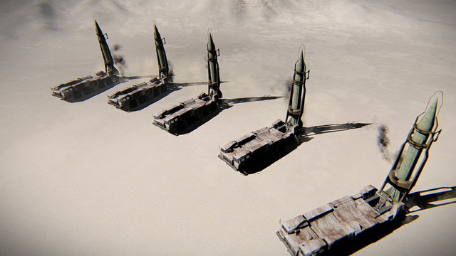 SCUD missile launchers preparing to attack