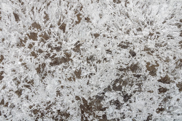 texture of the ice with snowflakes