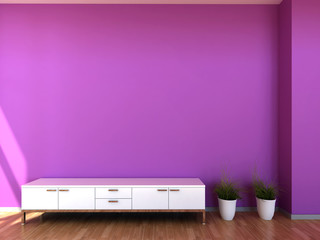 Interior scene in purple colours