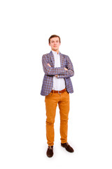 Fototapeta premium business man with folded hands isolated