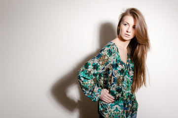 fashion young woman portrait on a white background