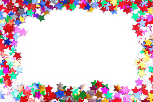 Confetti Colorful Frame Border Space Isolated On White