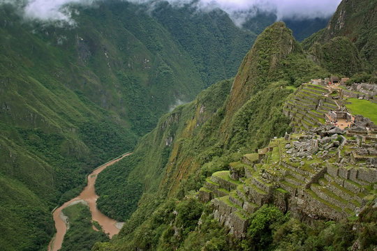 View of the Lost Incan City of Machu Picchu near Cusco, Peru