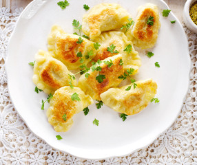 Fried dumplings stuffed with cheese and potatoes