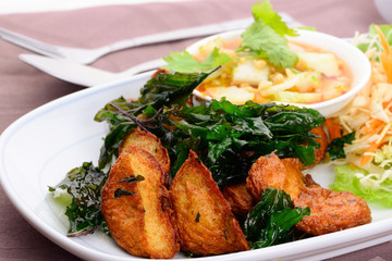 Thai Food name fried fish cake (Tod Mun Pla)