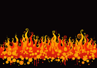 Fire	Vector of  flames on black background