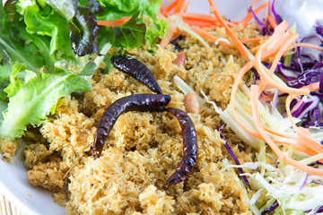 Crispy catfish with green mango salad Thai food