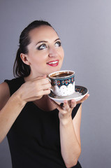 businesswoman drink coffee