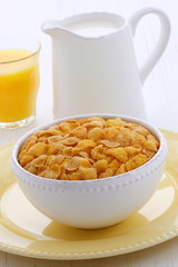 Healthy corn flakes breakfast