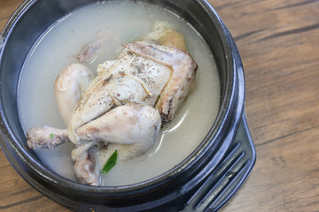 samgyetang, chicken soup with ginseng, korean food