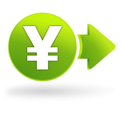 icône yen sur symbole web vert