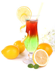 Glass of cocktail isolated on white