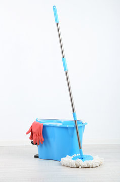 Floor Mop And Bucket For Washing In Room