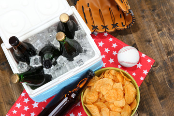 Ice chest full of drinks in bottles