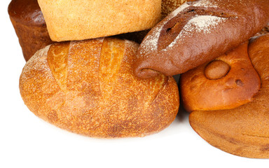 Different types of bread close up