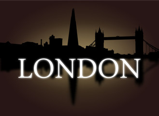 Obraz premium London skyline reflected with dramatic sky illustration