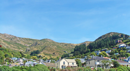 Fototapeta na wymiar House mountain with blue skies background
