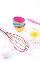 flour, egg, whisk