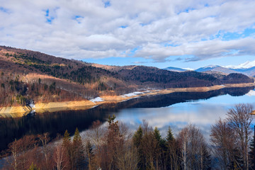 Landscape with dam lake Vidraru, in Romania