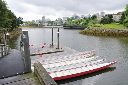 Five rowboats in False Greek, Vancouver , Canada