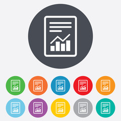 Text file sign. File document with chart symbol.