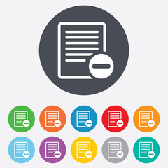 Text file sign icon. Delete File document symbol