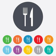 Eat sign icon. Cutlery symbol. Fork and knife.