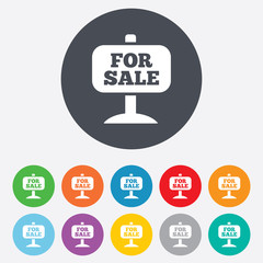 For sale sign icon. Real estate selling.