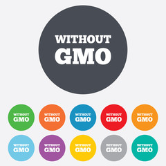 No GMO sign. Without Genetically modified food.