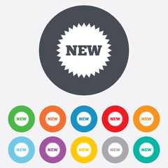 New sign icon. New arrival star symbol.