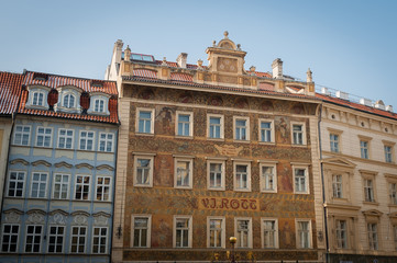 Fototapeta na wymiar Facade de maison à Prague