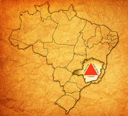minas gerais state on map of brazil