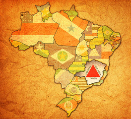 minas gerais state on map of brazil