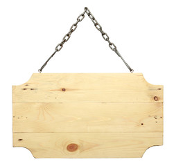 Wood sign from a chain