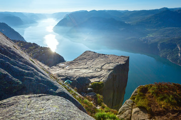 Preikestolen massive cliff top (Norway) © wildman