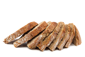 Slices of bread on white background.