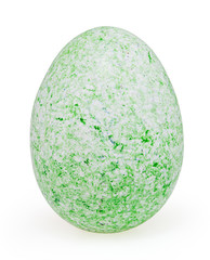 Green easter egg isolated on white background with clipping path