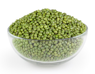 Mung beans isolated on white background with clipping path