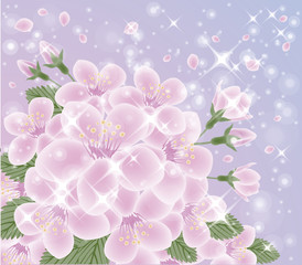 Spring romantic background, vector illustration