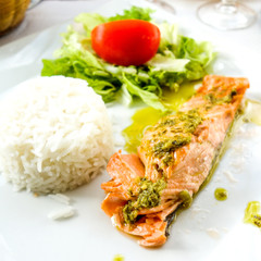 grilled salmon and rice