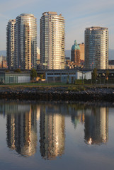 Fototapeta na wymiar Tower Reflections, False Creek, Vancouver