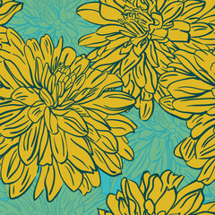 Seamless background with hand drawn  flowers. Vector