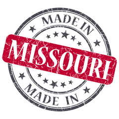 made in Missouri red round grunge isolated stamp