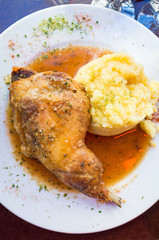 fried chicken with potatoes