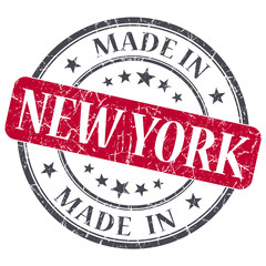 made in New York red round grunge isolated stamp