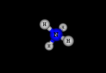 Ammonium molecular structure isolated on black