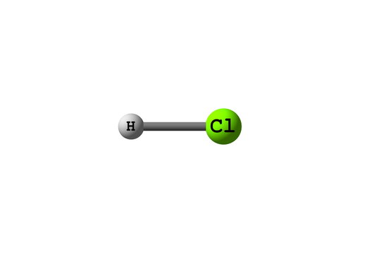 Hydrogen Chloride Molecular Structure On White